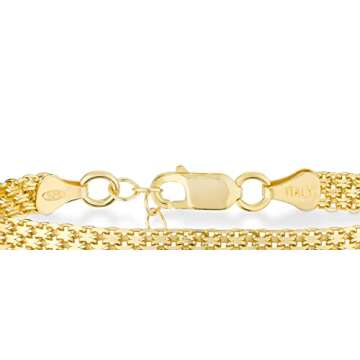 Miabella 18K Gold Over Sterling Silver Italian 6mm Solid Bismark Mesh Link Chain Bracelet for Women,...