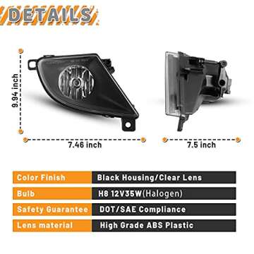 AUTOWIKI Fog Lamp Compatible With 2008 2009 2010 BMW 5 Series E60/E61 525i 528i 528xi 530i 535i 535x...