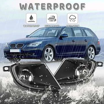 AUTOWIKI Fog Lamp Compatible With 2008 2009 2010 BMW 5 Series E60/E61 525i 528i 528xi 530i 535i 535xi 550i Fog lights Assemblies 1 Pair (Clear Lens)