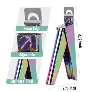 rhinocats Acrylic False Nail Clippers with Magnets Sizer,Nail Tip Cutter with Length Measurement,Sta...