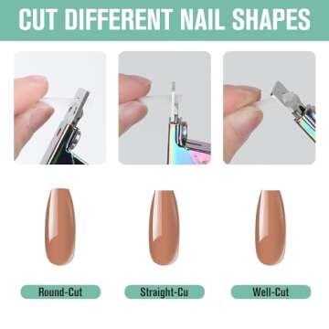 rhinocats Acrylic False Nail Clippers with Magnets Sizer,Nail Tip Cutter with Length Measurement,Stainless Steel Nail Manicure Set for Salon Home Nail,Gold