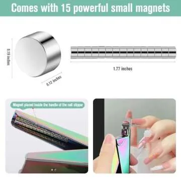 rhinocats Acrylic False Nail Clippers with Magnets Sizer,Nail Tip Cutter with Length Measurement,Stainless Steel Nail Manicure Set for Salon Home Nail,Gold