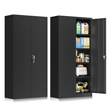 INTERGREAT Black Metal Storage Cabinet - 72" Tall Lockable Solution