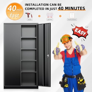 INTERGREAT 72" Tall Lockable Metal Storage Cabinet