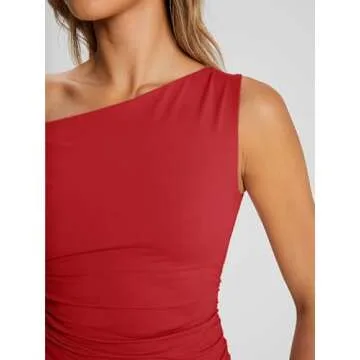 Trendy Queen Womens Off The Shoulder Tops Summer Shirts Going Out Crop Tank Top Plus Size Y2K Fashion Workout Outfits Red S