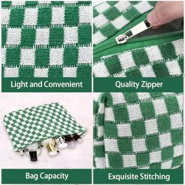 Stylish 2Pcs Checkered Makeup Bag Set for Travel