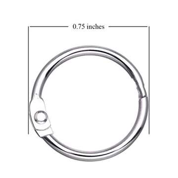 Antner 100Pcs Loose Leaf Binder Rings, 0.75" Diameter, Nickel Plated Book Binder Rings, Metal Paper Rings Keychain Key Rings Index Cards Notebook Rings for School Office