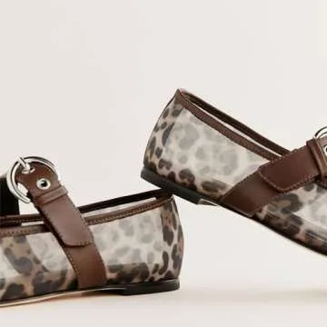 Chic Leopard Mesh Ballet Flats Comfortable Suede Design