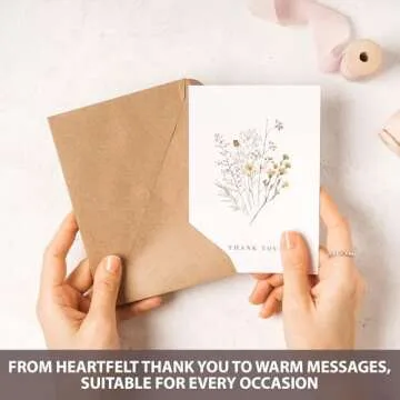 AUDREE Wildflower Thank You Cards with Envelopes (20 pack 4"x6") - Floral Thank You Cards with Adhesive Envelope & Matching Stickers - Perfect Gift for Birthday, Wedding, Bridal Showers, Baby Showers