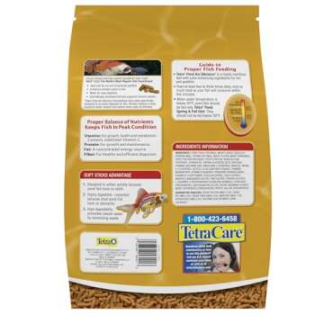 TetraPond Koi Vibrance - Soft Sticks Pond Food for Koi and Goldfish, 8.27 lbs