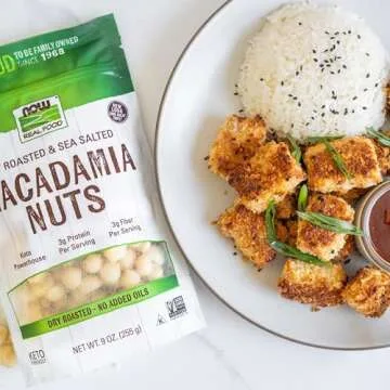 NOW Foods, Macadamia Nuts, Dry Roasted with Sea Salt, Source of Fiber, Gluten-Free and Certified Non-GMO, 9-Ounce (Packaging May Vary)