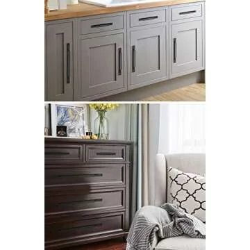 Shozafia Kitchen Cabinet Pulls - Black Cabinet Handles - 5 Pack Long Cabinet Hardware for Drawers Dresser Furniture Pulls (3.78 inches Hole Center - 6.3 inches Length)