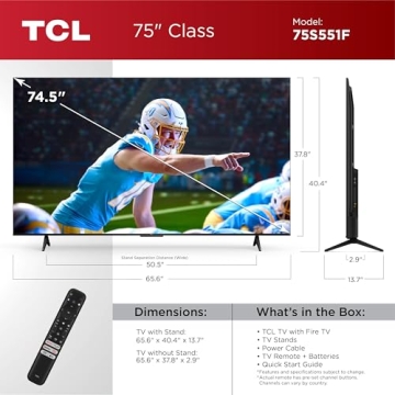 TCL 75-Inch S5 UHD 4K Smart TV with Dolby Vision
