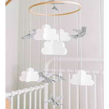 Sorrel + Fern Baby Crib Mobile (Birds and Clouds) - Felt Nursery Ceiling Decoration and Baby Shower ...