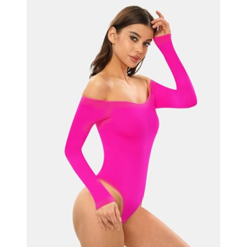 NEWVISISTER Seamless Off Shoulder Bodysuit for Women