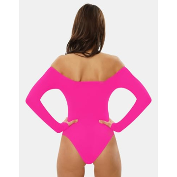 NEWVISISTER Seamless Off Shoulder Bodysuit for Women