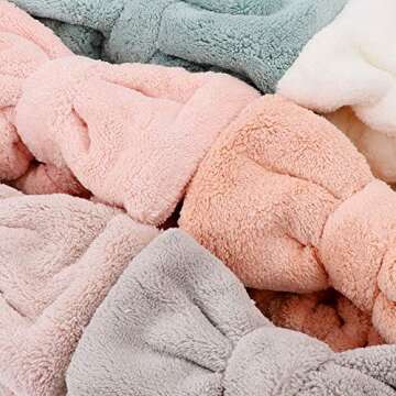 Vidillo 6 Pack Bowtie Headbands Microfiber Makeup Headbands Cosmetic Headbands Bowknot Elastic Hair Band for Wash Spa Yoga Sports Shower Beauty Facial Skincare Makeup for Girls and Women (A)