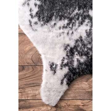 nuLOOM Halina Faux Cowhide Area Rug, 5' 9" x 7' 7", Black