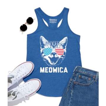 Tipsy Elves Women's USA Meowica Tank Top Size Small