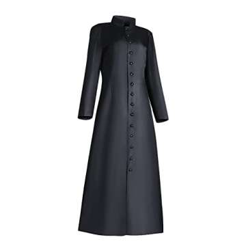 MYAYD Women's Cassock Robe Church Robe Choir Minister Clergy Pulpit Liturgical Black White (Black, X...
