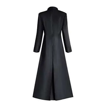 MYAYD Women's Cassock Robe Church Robe Choir Minister Clergy Pulpit Liturgical Black White (Black, XL)