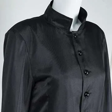 MYAYD Women's Cassock Robe Church Robe Choir Minister Clergy Pulpit Liturgical Black White (Black, XL)