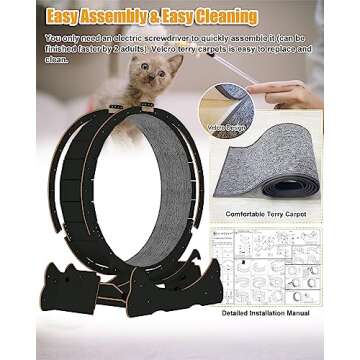 Large 40" Cat Exercise Wheel - Black Wood Treadmill