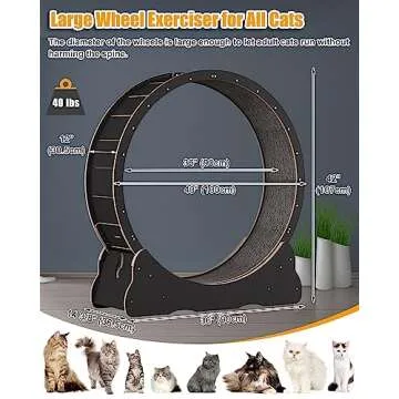 Large 40" Cat Exercise Wheel - Black Wood Treadmill