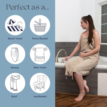 InfuseZen Turkish Bath & Beach Towel – 100% Organic Soft Cotton