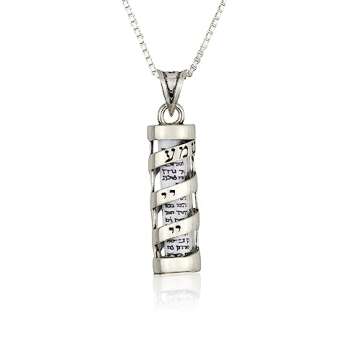 925 Sterling Silver Mezuzah Necklace, Scroll Pendant, Jewish Shema Necklace, Jewish Jewelry, Chain H...