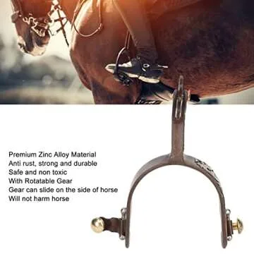 ASHATA 2Pcs Western Spurs, Vintage Carved Spurs, Retro Bronze Low Carbon Steel Horse Spurs with Turnable Gear, for Horse