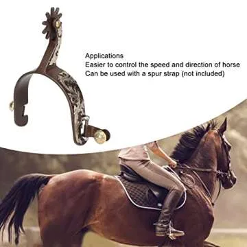 ASHATA 2Pcs Western Spurs, Vintage Carved Spurs, Retro Bronze Low Carbon Steel Horse Spurs with Turnable Gear, for Horse