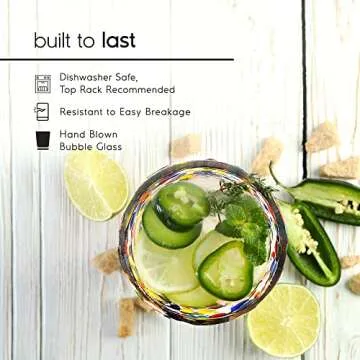 MexHandcraft Multicolor Confetti Rocks Tumbler Set of 6