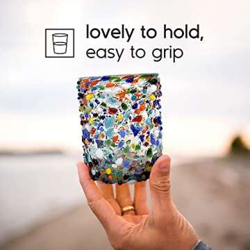 MexHandcraft Multicolor Confetti Rocks Tumbler Set of 6