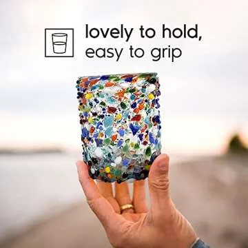 MexHandcraft Multicolor Confetti Rocks Tumbler Set of 6