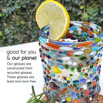 MexHandcraft Multicolor Confetti Rocks Tumbler Set of 6