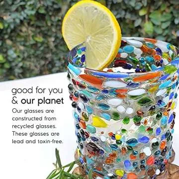 MexHandcraft Multicolor Confetti Rocks Tumbler Set of 6