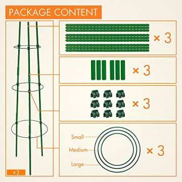 Gardzen 3-Pack Tomato Cage, Plants Support, Trellis Climbing Ring Cage, Stand for Pepper Eggplant To...