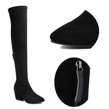 N.N.G Women Over Knee Boots Suede Block Black Size 7 Winter Long Wedge Heel Fashion Autumn Quality Comfort Designer Ladies Pointed Toe