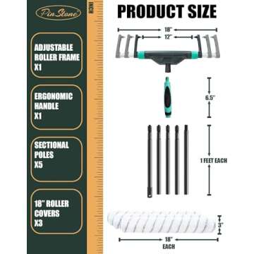 PinStone Large Paint Roller Kit - Versatile 10pcs Set