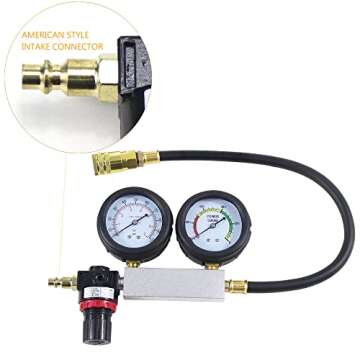 Multi-Function Cylinder Leak Down Tester Automotive Kit,Gasoline Engine Compression Tester,Dual Gauge Leakdown Detector Tool Set for Pressure Check & Leakage Rate Test on Cars,Motorcycles,Trucks...