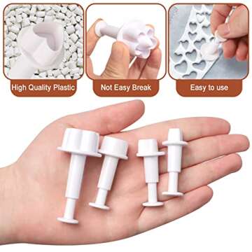 wexpw 24 Pcs Cookie Cutters, Fondant Cake Cookie Plunger Cutter, Mini Plastic Biscuit Plunger Fondant Decorating Mold, Heart/Square/Oval/Circular/Star/Diamond/Flower