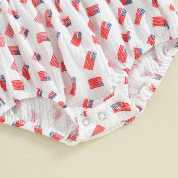 FYBITBO 4th of July Baby Girl Outfits American Flag Romper Dress Short Sleeve Ruched Bodysuit Jumpsuit with Headband Set (American Flag, 6-12 Months)
