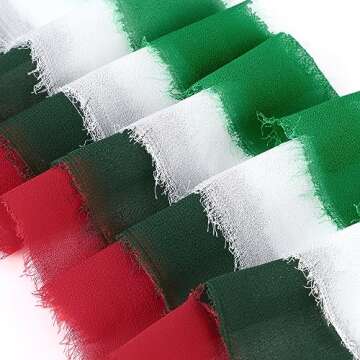 4 Rolls Christmas Ribbons for DIY Crafts and Wrapping