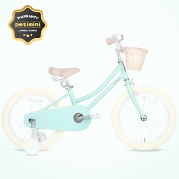 Petimini 16 Inch Kids Bike Vintage Style with Basket