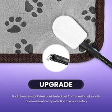 wangstar Pet Heating Pad Warm Pet Heat Pad Dogs Cats 32''x24'', Indoor Electric Heated Pet Mat Steel Chew Resistant Waterproof Big Animal Warm Mat, Rectangle Pet Heat Pad(Large)