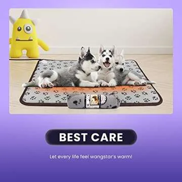 wangstar Pet Heating Pad Warm Pet Heat Pad Dogs Cats 32''x24'', Indoor Electric Heated Pet Mat Steel Chew Resistant Waterproof Big Animal Warm Mat, Rectangle Pet Heat Pad(Large)