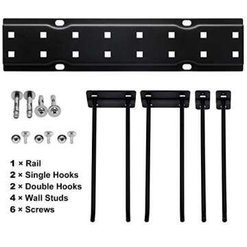 MSHALADE Heavy Duty Garden Tool Organizer, 2 Pack, Alloy Steel, 16.9 in x 3.74 in, Space Saving Max 200 lbs Tool Hanger