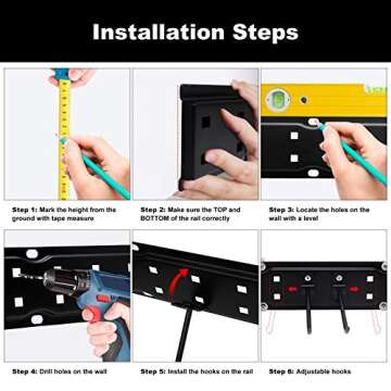 MSHALADE Heavy Duty Garden Tool Organizer, 2 Pack, Alloy Steel, 16.9 in x 3.74 in, Space Saving Max 200 lbs Tool Hanger