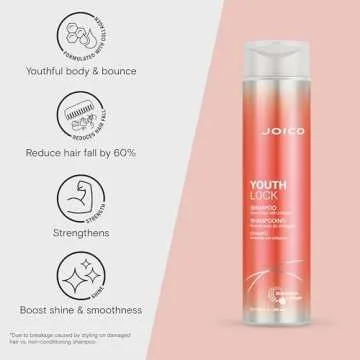 Joico YouthLock Shampoo Formulated With Collagen | Youthful Body & Bounce | Reduce Breakage & Frizz | Soften & Detangle Hair | Boost Shine | Sulfate Free | With Arginine | 10.1 Fl Oz